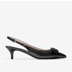 Cole Haan Tali Bow Slingback Pump Women's, Black, 7.5. Kitten heel
